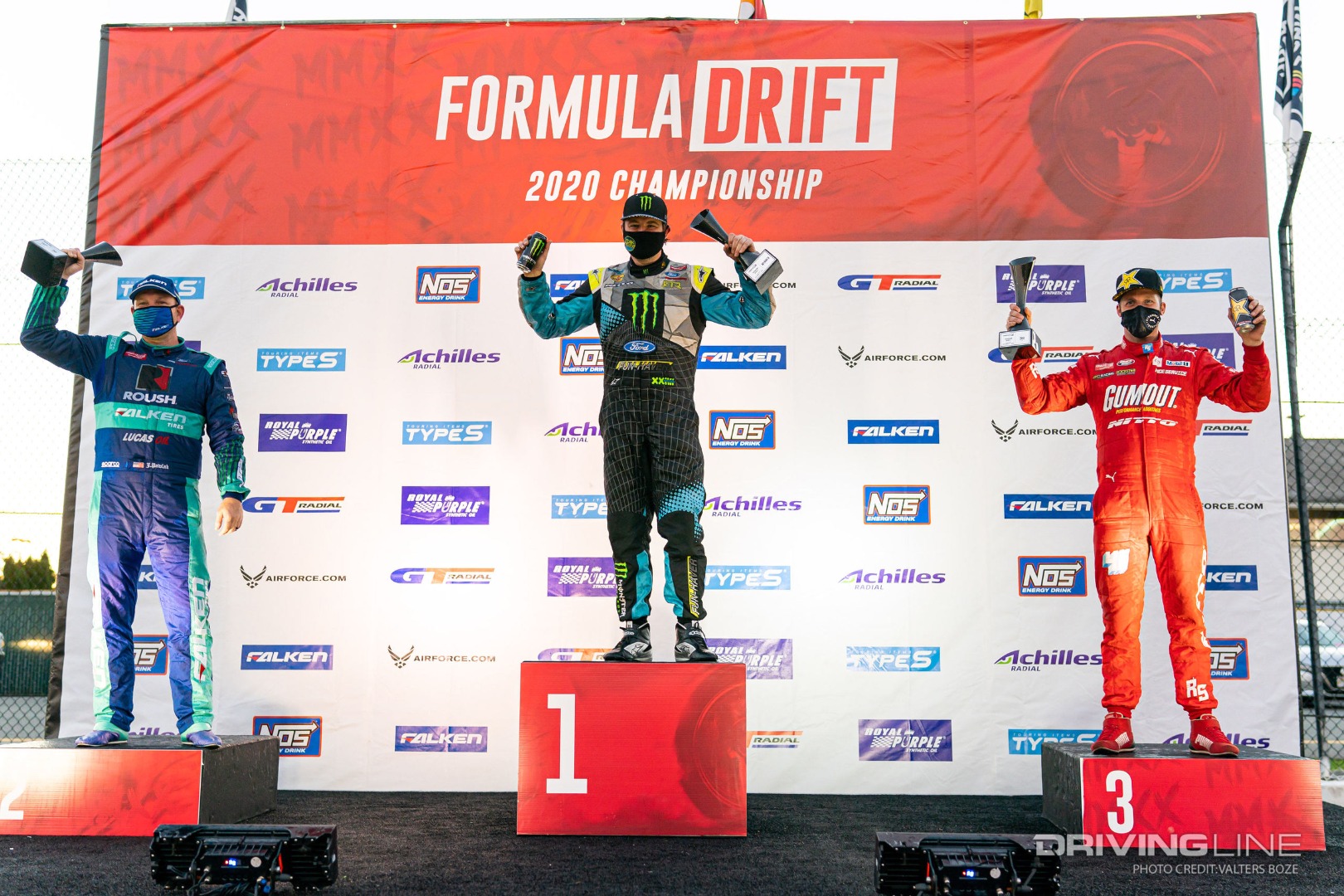 Vaughn Gittin Jr (1st), Justin Pawlak (2nd), and Ryan Tuerck (3rd) rounded out the podium at Formula Drift Round 4