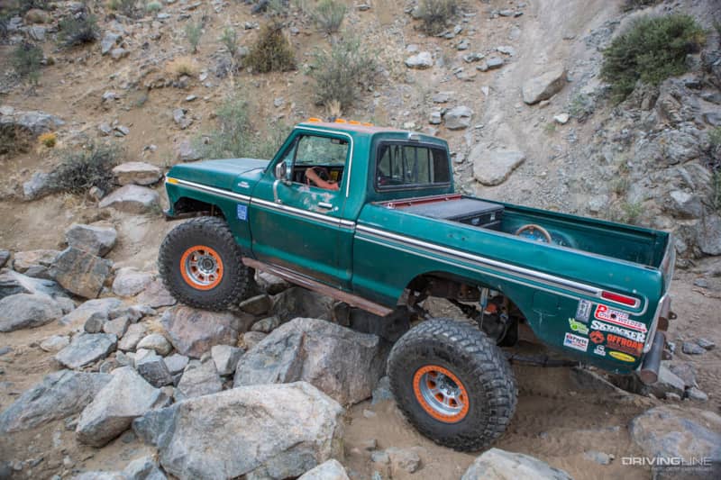 rock crawling F150 on 40-inch Nitto Trail grappler tires
