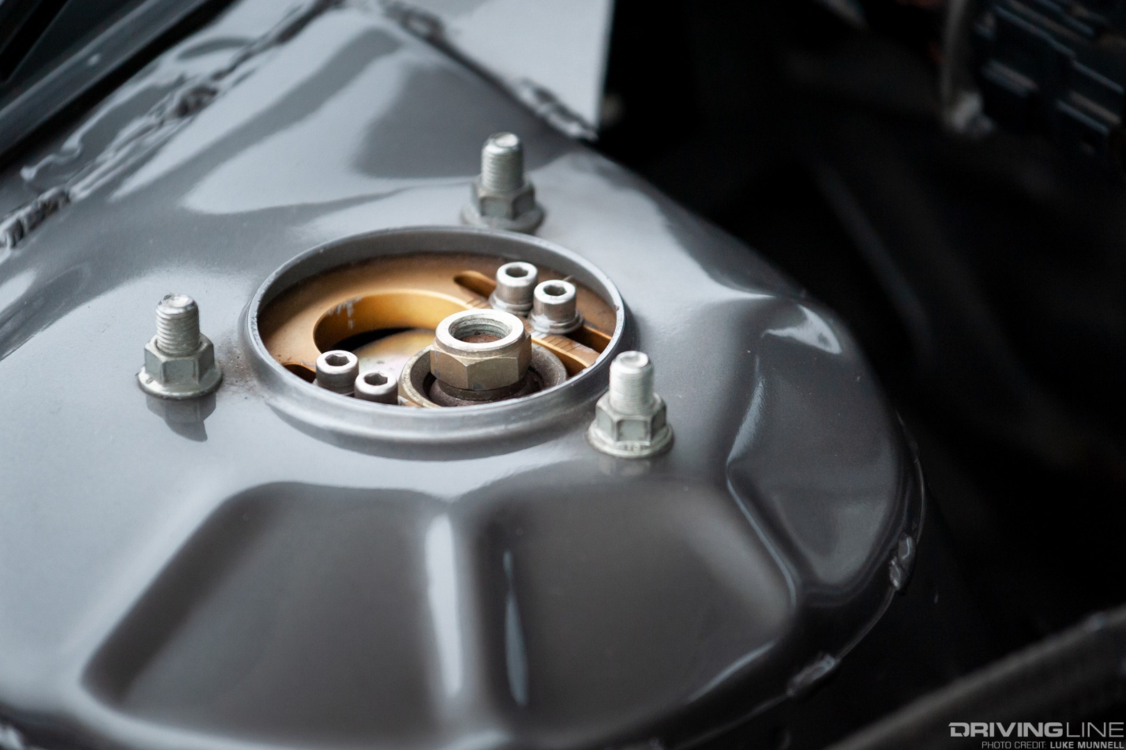 Stance GR+ coilovers replace the stock suspension under each corner