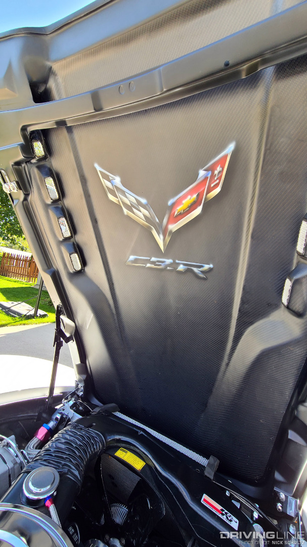 refinished C3 Chevrolet Corvette hood underside