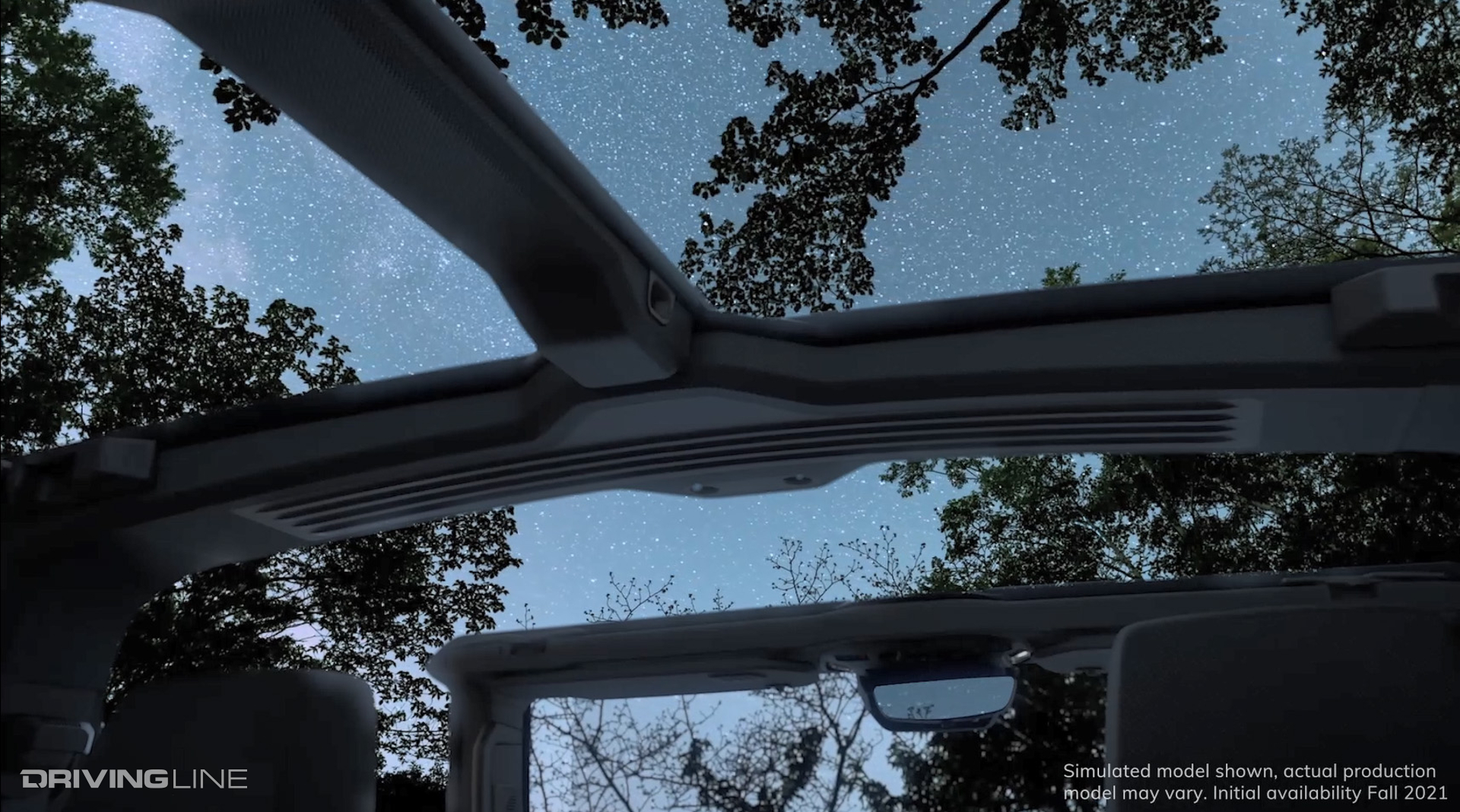 2022 Hummer EV Open Air Roof From Rear Passenger Seat. Simulated Model Shown, Actual Production Model May Vary. Initial Availability Fall 2021.