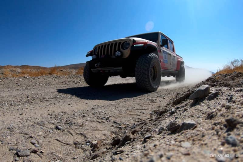 Ali Currie's Jeep Gladiator on Nitto Trail grappler tires at 2020 Rebelle Rally