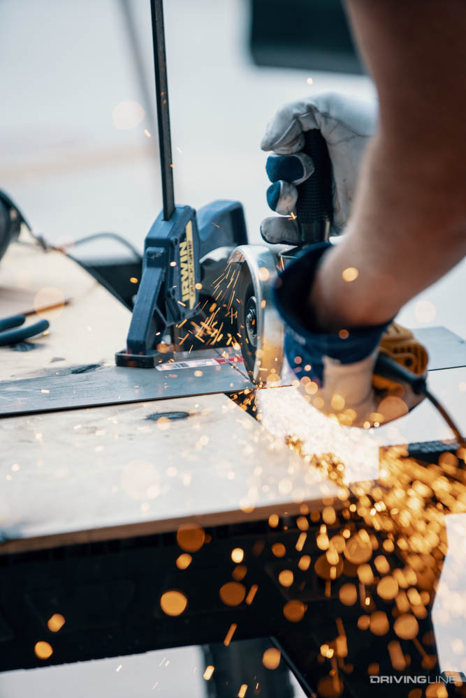 Cutting metal with angle grinder tool