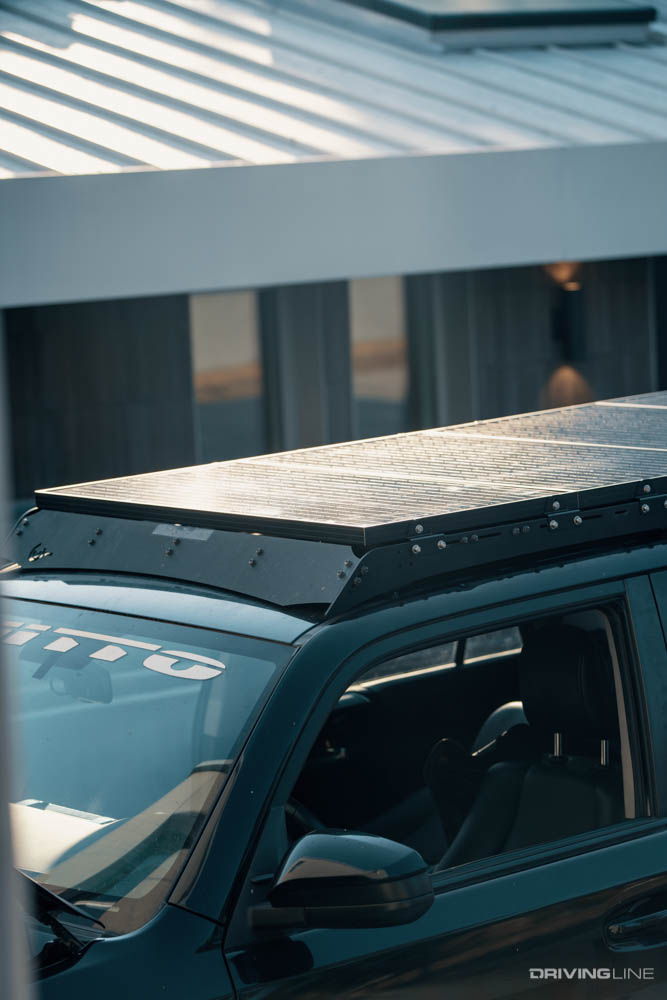 Overland solar panels on top of truck