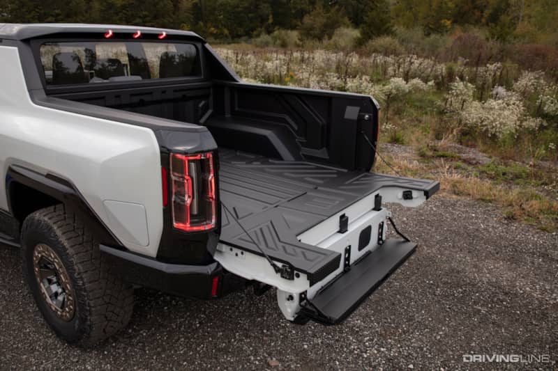 Hummer EV Rear With MultiPro Tailgate Folded Down Fully