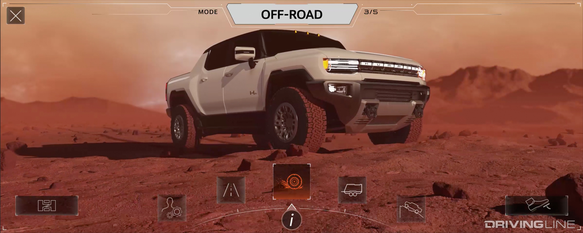 Hummer EV Digital Off-Road Mode Screen