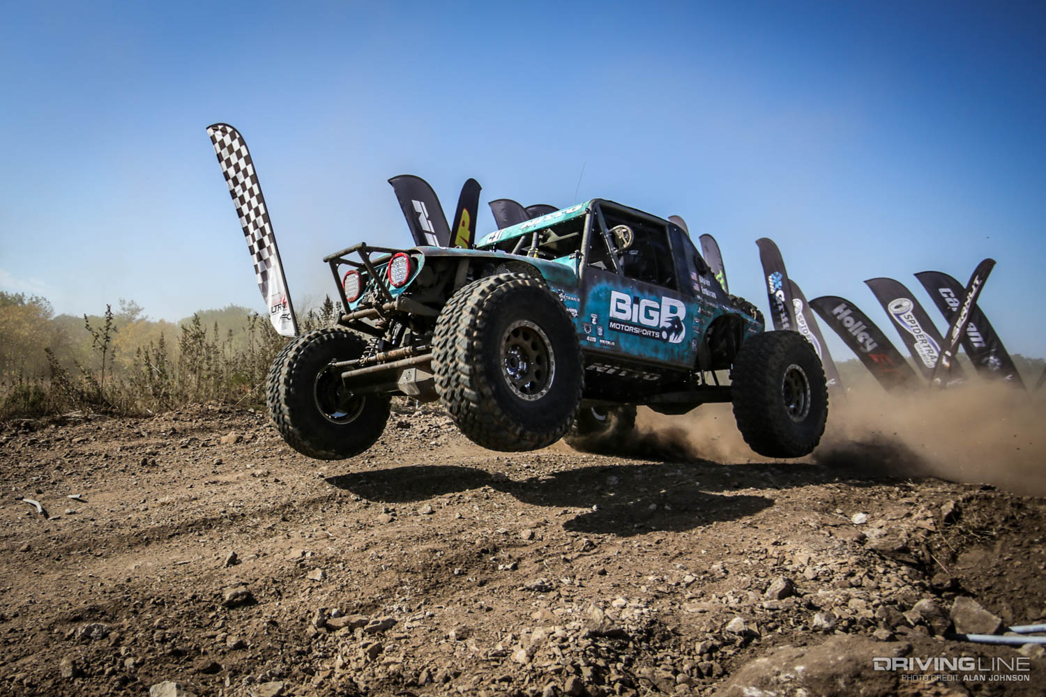 Josh Blyler crossing the finish line at 2020 ultra4 nationals race