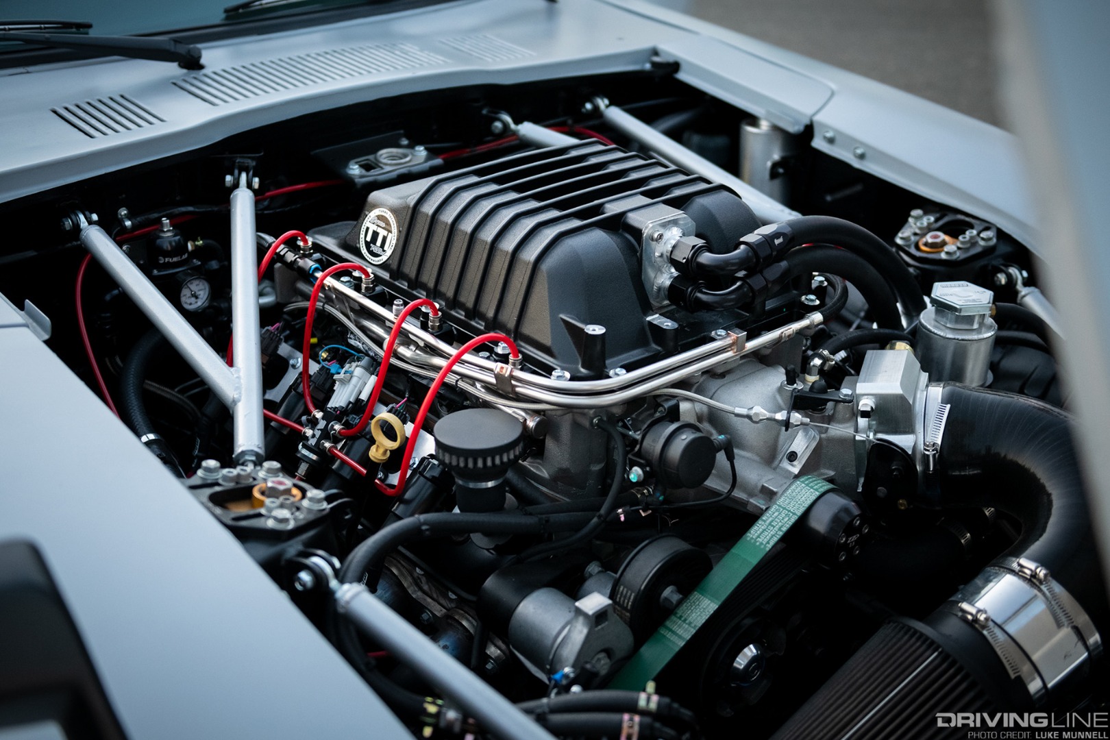 An LS1 engine was swapped into the engine bay of Wilson's Datsun 280Z, which was later upgraded with a Chevy LSA supercharger