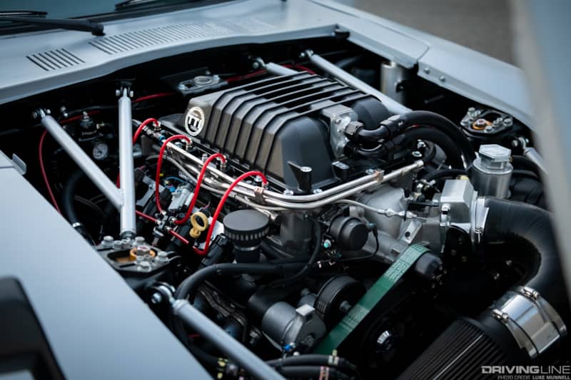An LS1 engine was swapped into the engine bay of Wilson's Datsun 280Z, which was later upgraded with a Chevy LSA supercharger