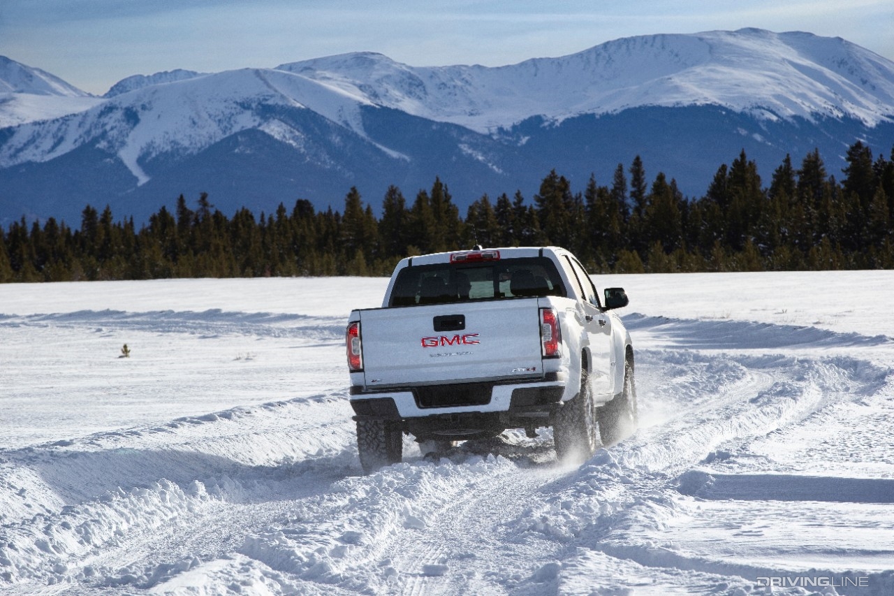 2021 GMC Canyon AT4 snow driving rear