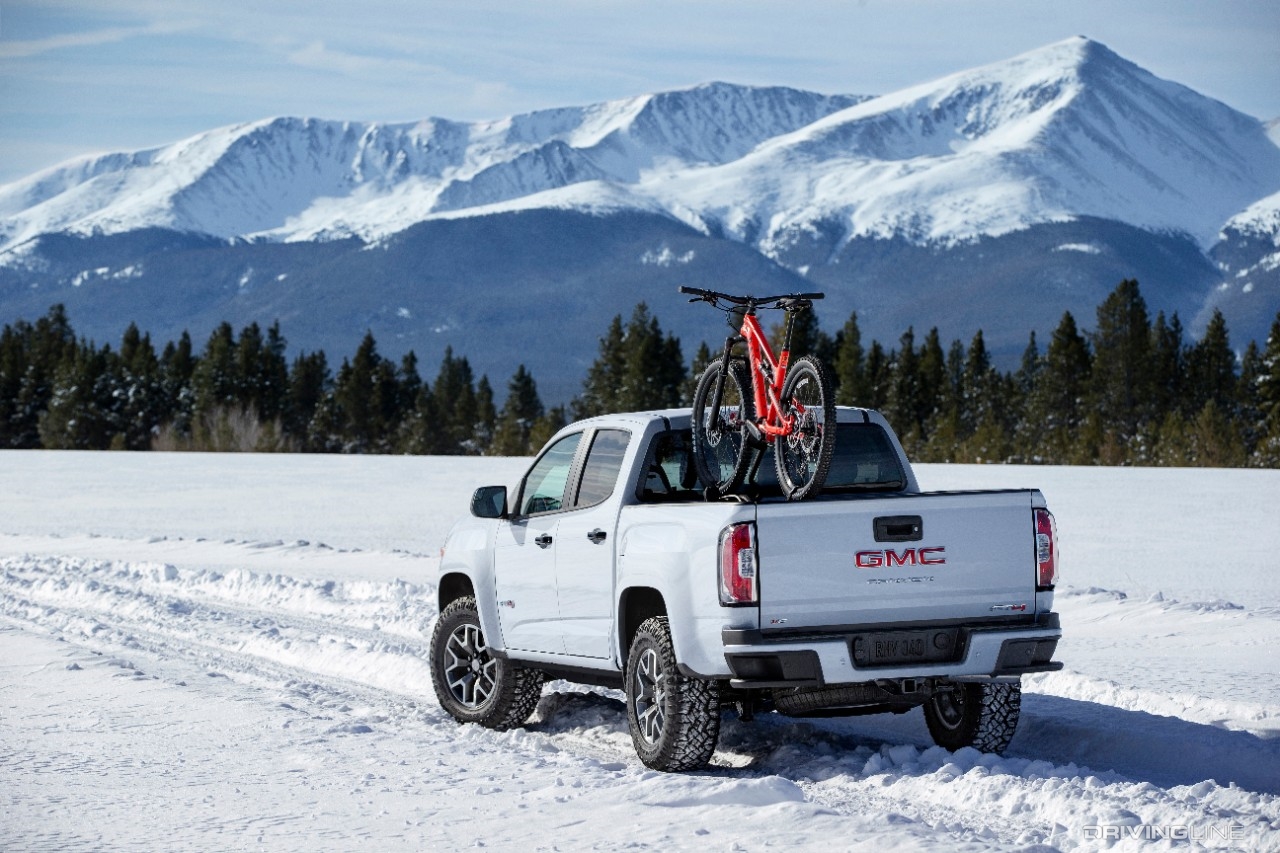 2021 GMC Canyon AT4 rear view snow