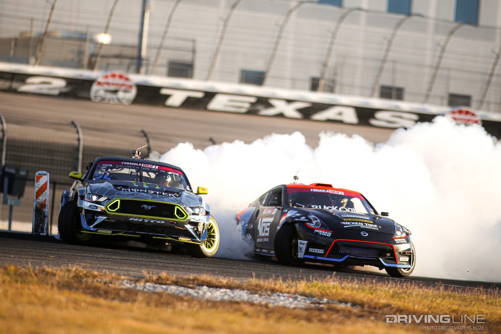 Vaughn Gittin Jr. (left) and Chris Forsberg (right) both won their Great 8 battles and faced off in the Final 4 on Saturday at Formula Drift Texas