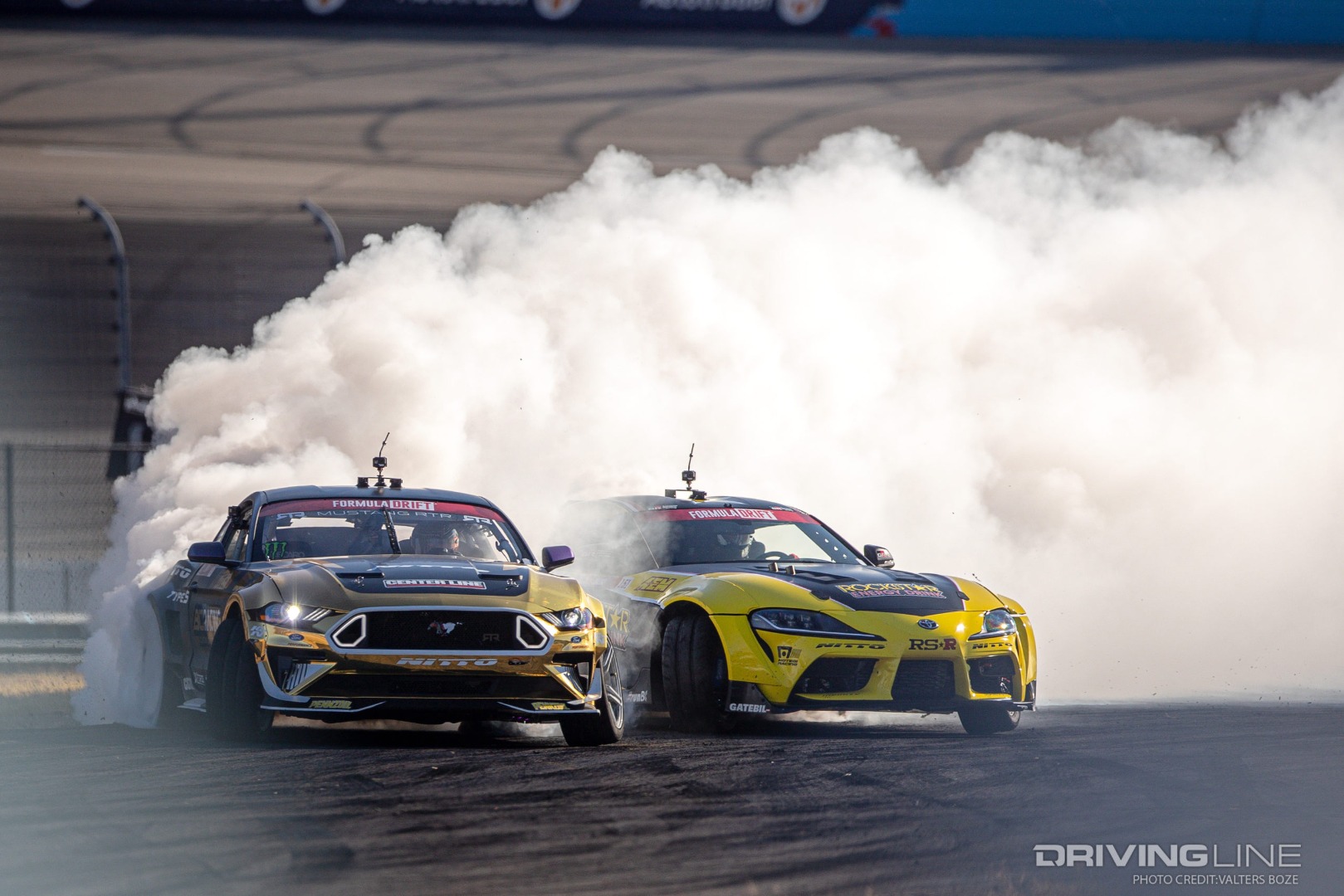Chelsea Denofa and Fredric Aasbo battled both on Saturday and Sunday at Formula Drift Texas