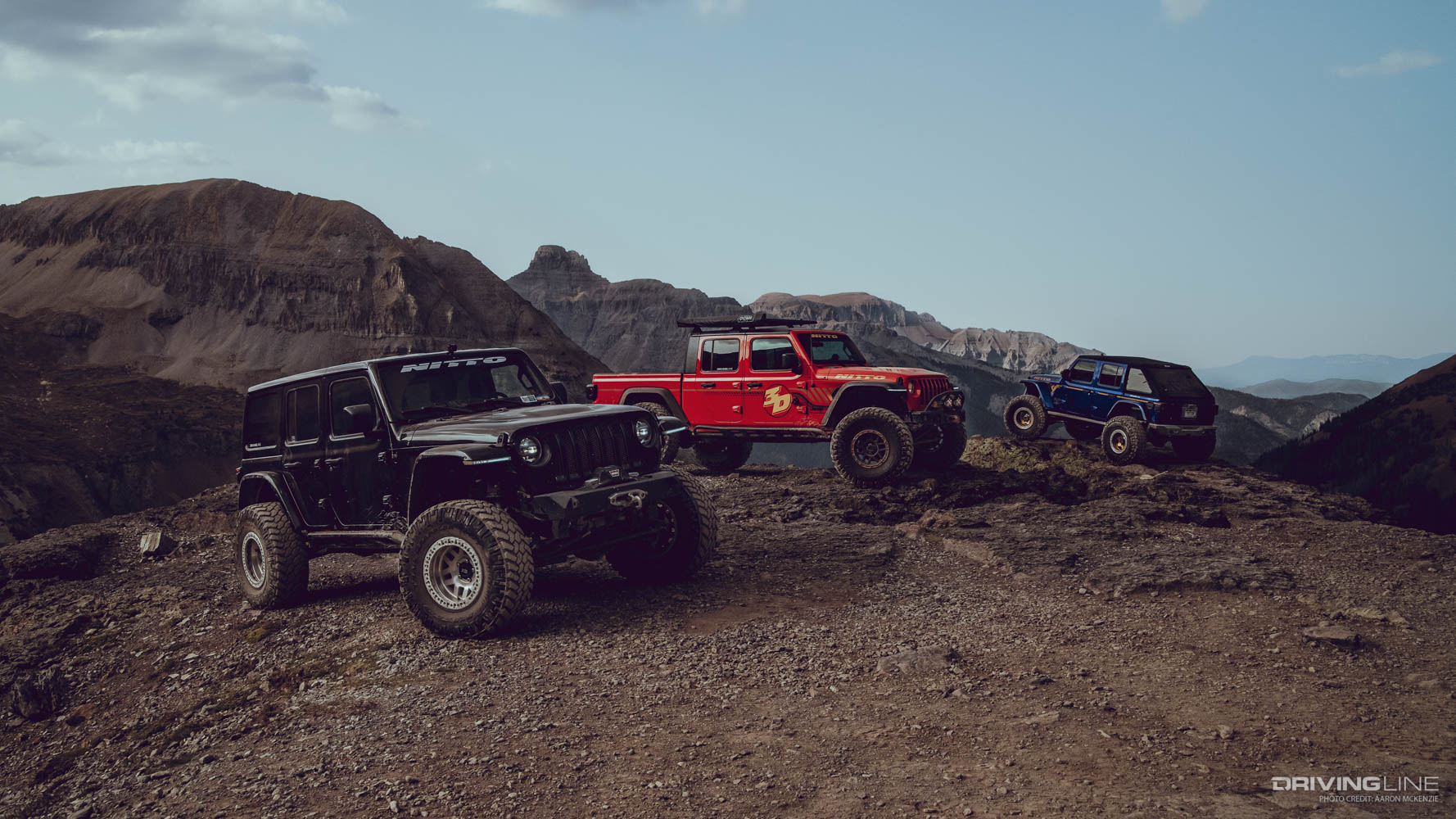Three jeeps on Imogene Pass