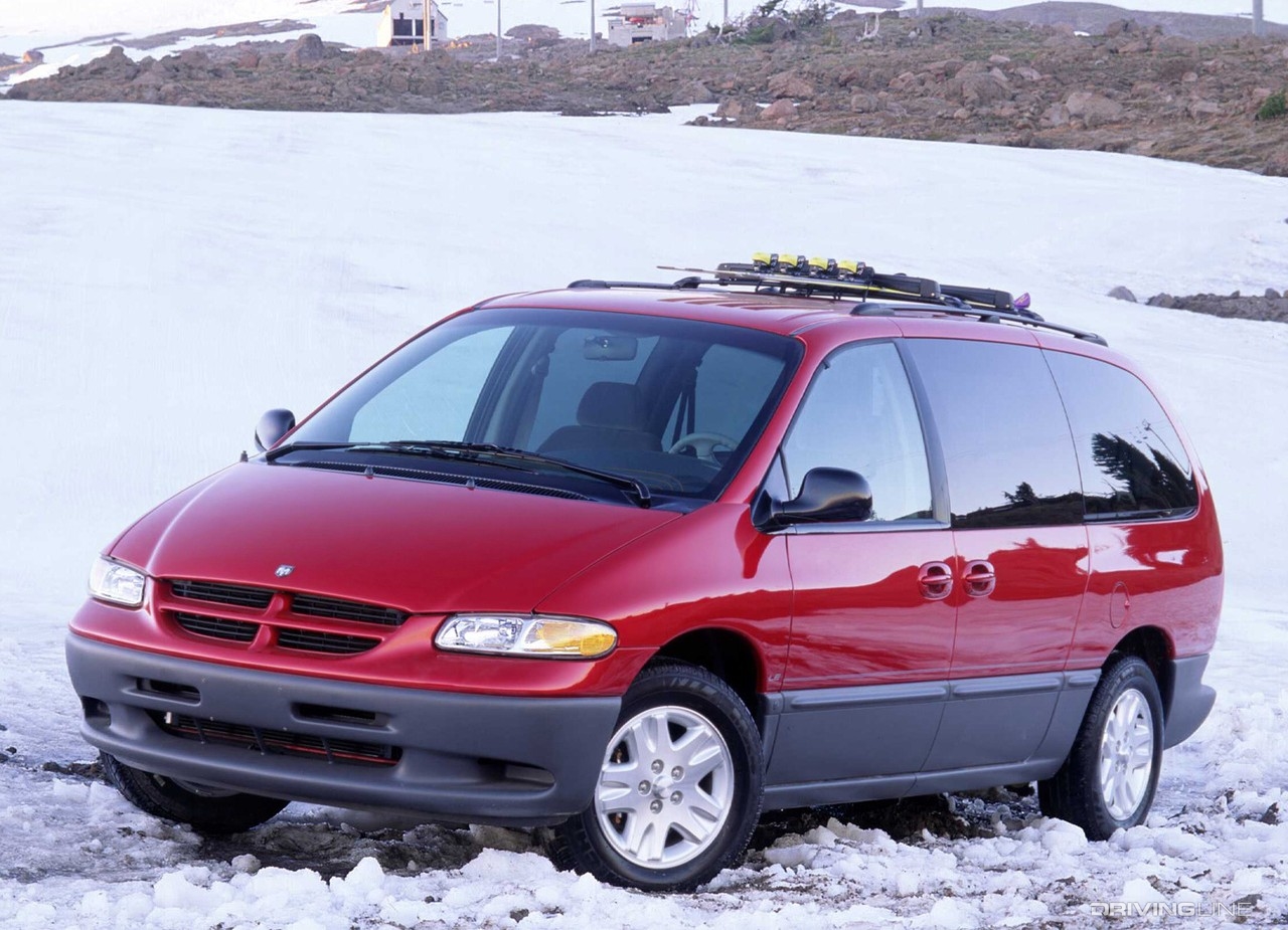 Dodge Caravan in snow