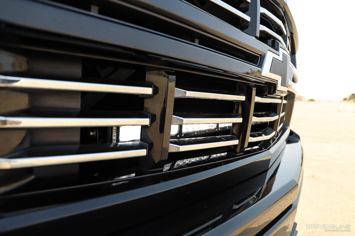 GG lighting 30" Race series LED light Bar mounted in chevy truck grille