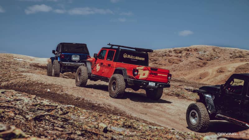 Two Jeep Wranglers and a Jeep Gladiator on Nitto Trail Grappler Tires