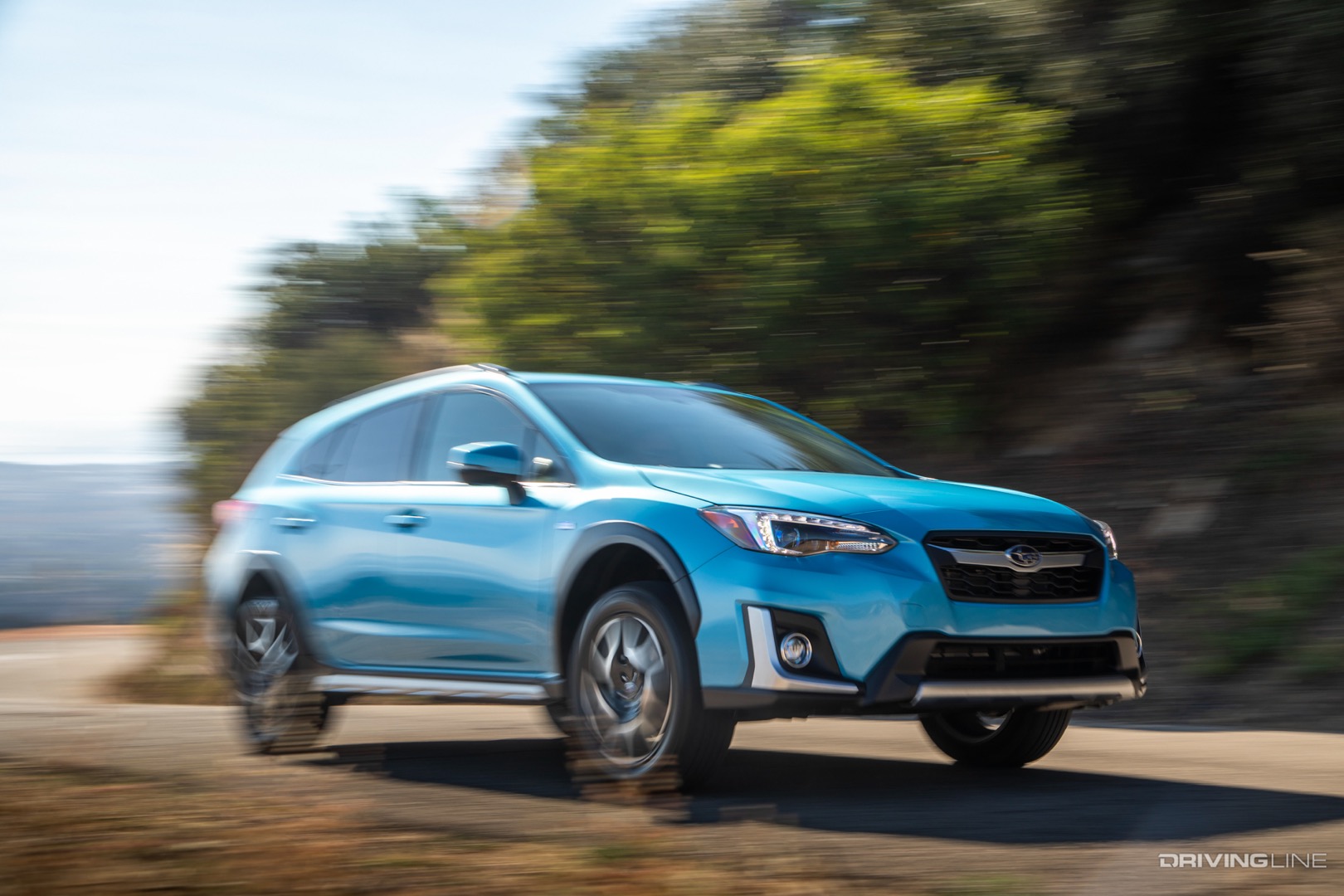 Subaru Crosstrek Hybrid rolling blue