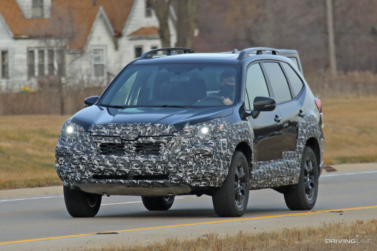 2022 Subaru Forester Spy Photo of front of updated crossover car