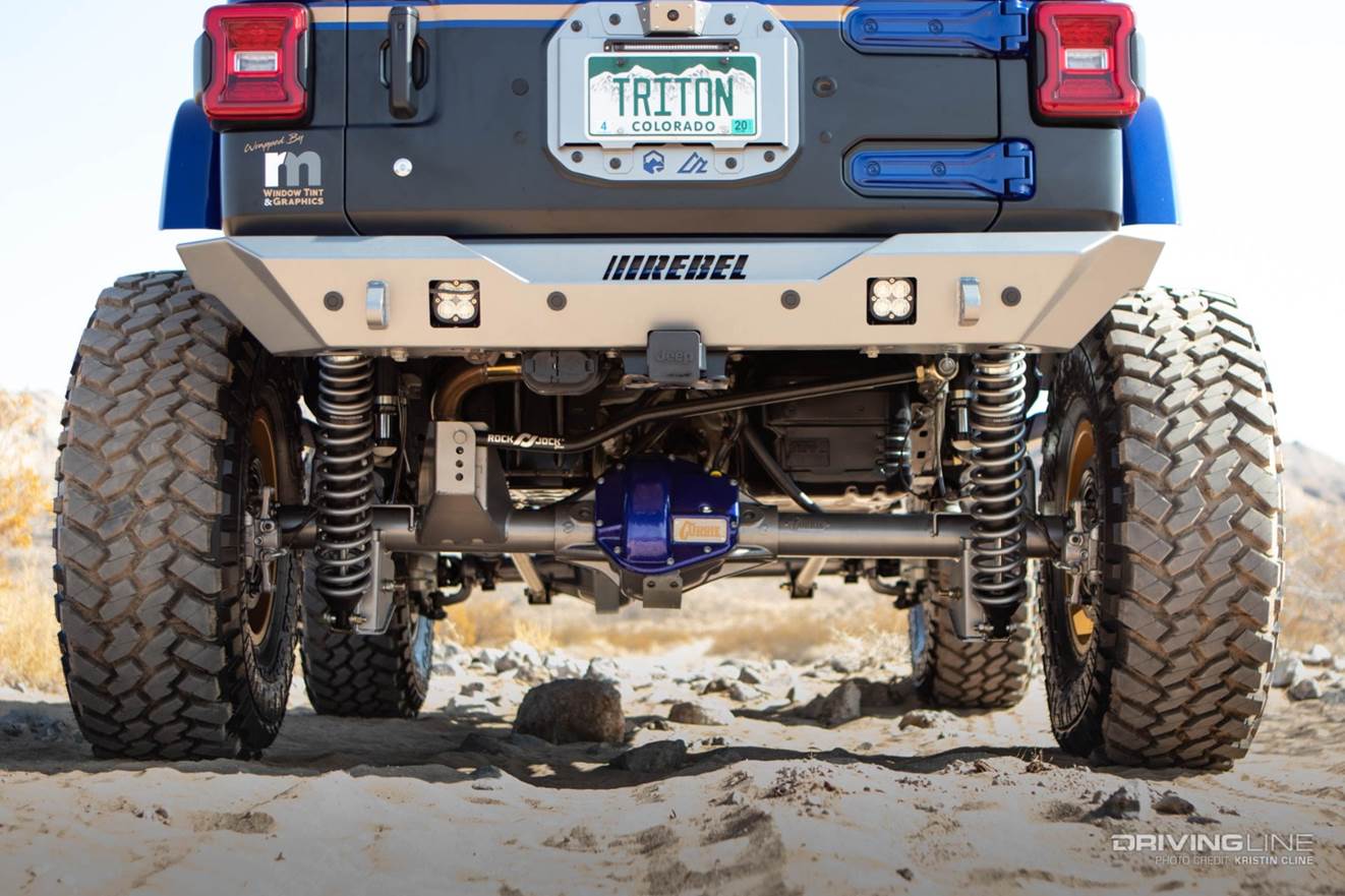 Closeup of Currie Axles on Triton JL Jeep