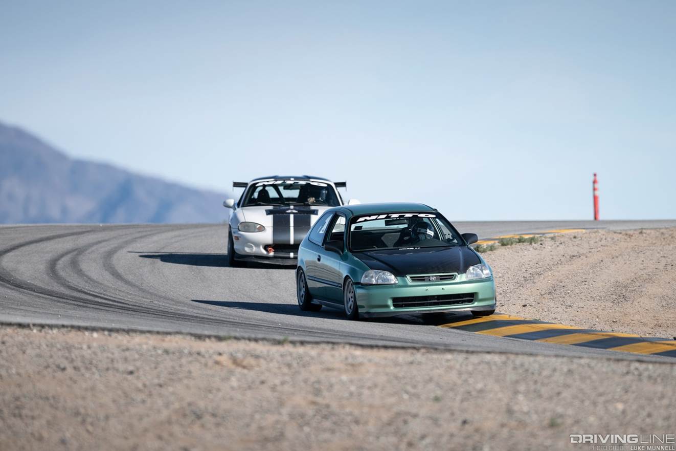 EK hatch Miata on track nitto