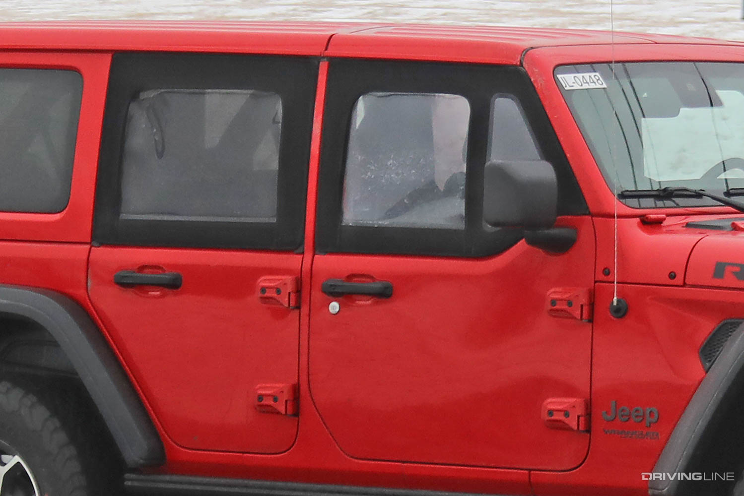 Jeep Wrangler half-door spy photos close up