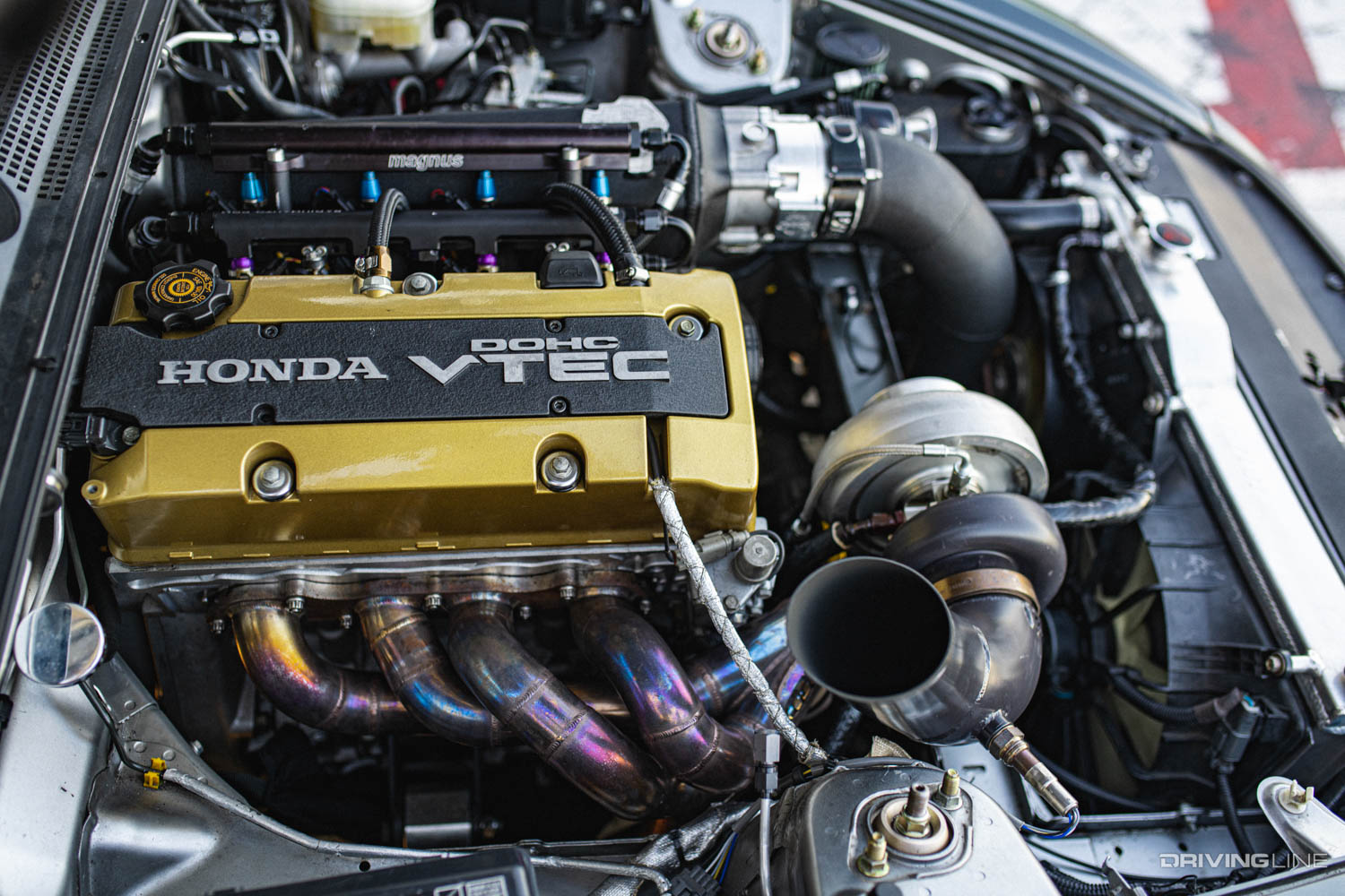 Honda S2000 Engine bay with modified F20 2.3L Engine