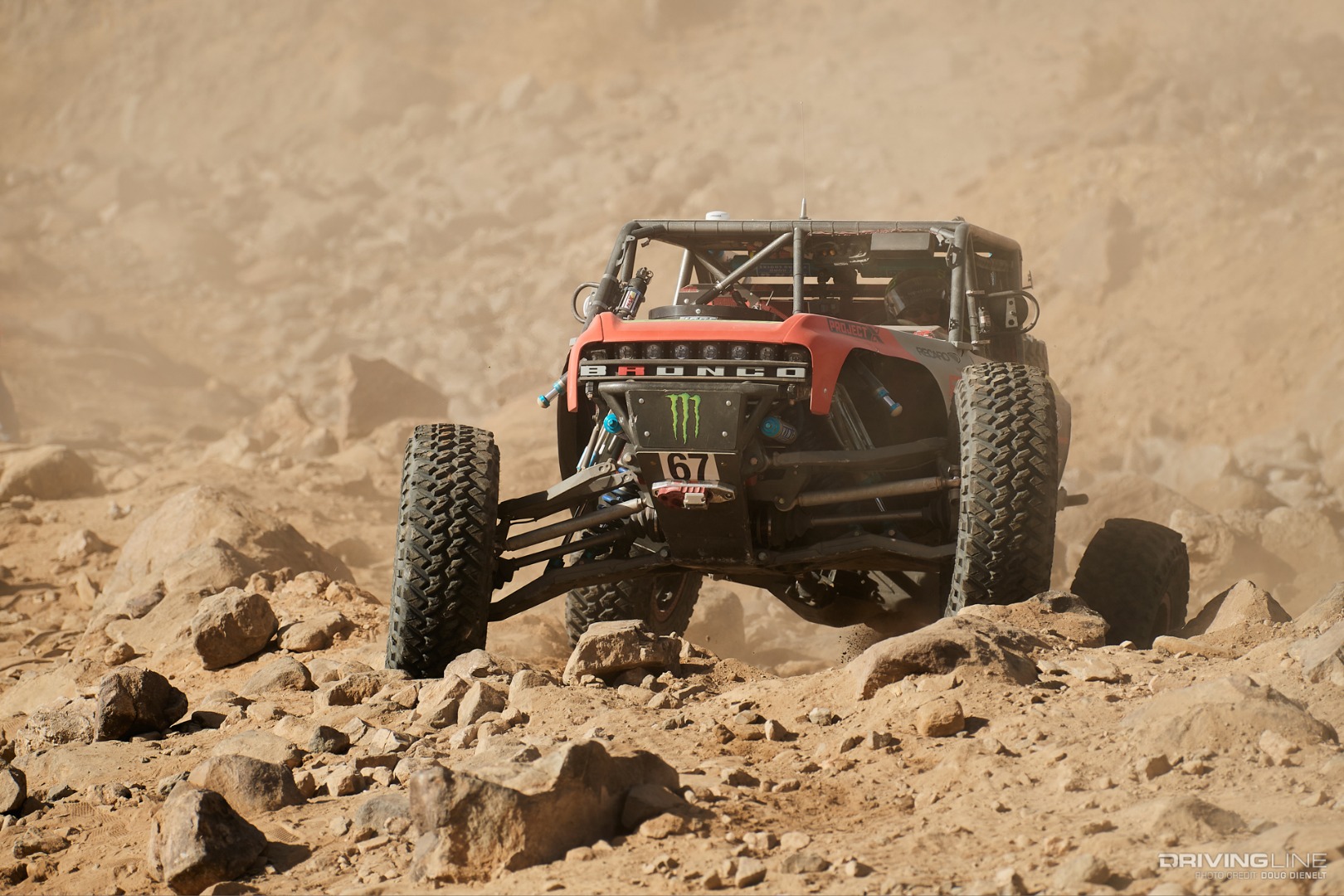 Loren Healy working his way over some small, loose rocks