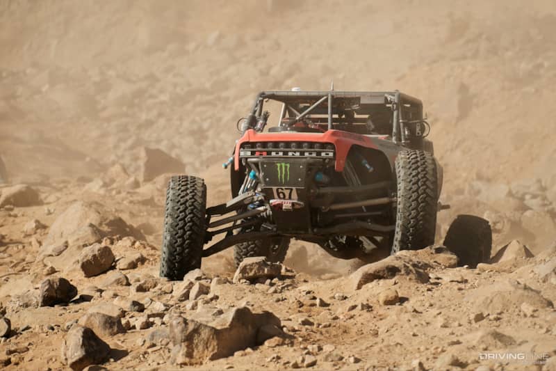 Loren Healy working his way over some small, loose rocks