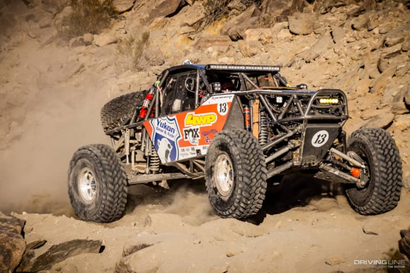 Bailey Cole driving up a hill