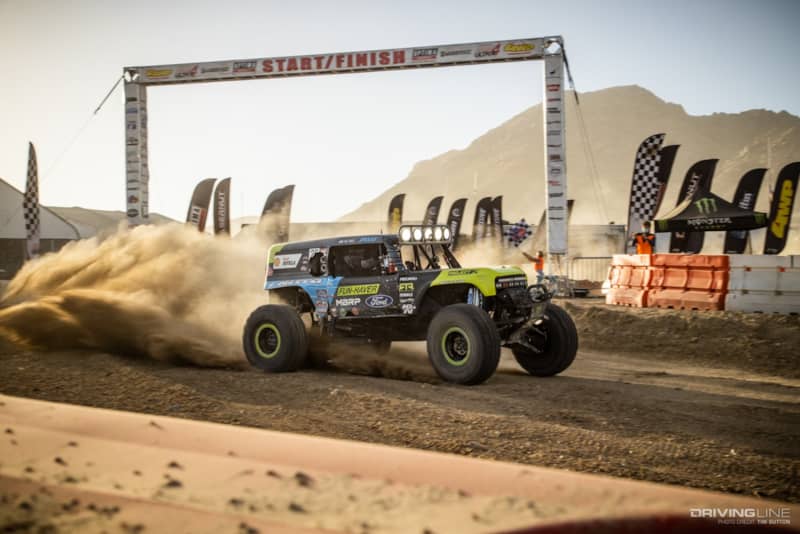 Vaughn Gittin Jr. driving across the finish line