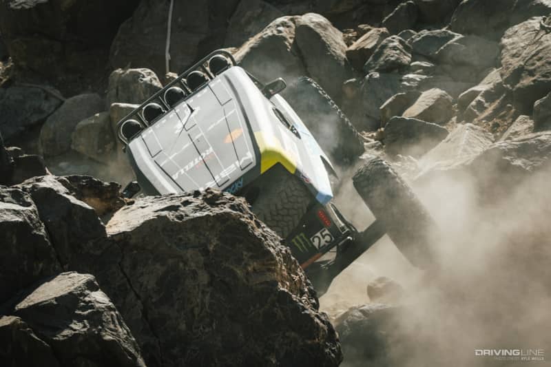 Vaughn Gittin Jr. driving through the rocks