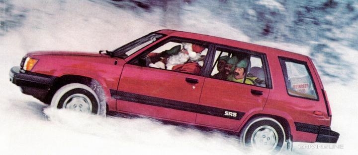 Toyota Tercel 4WD with Santa in the snow