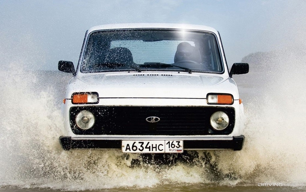 Lada Niva Splashing in water