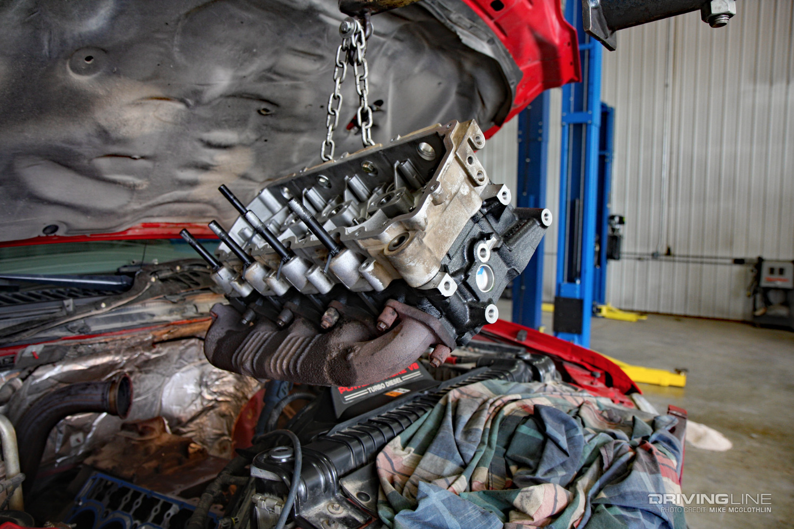 Truck Cab On Power Stroke Cylinder Head Removal
