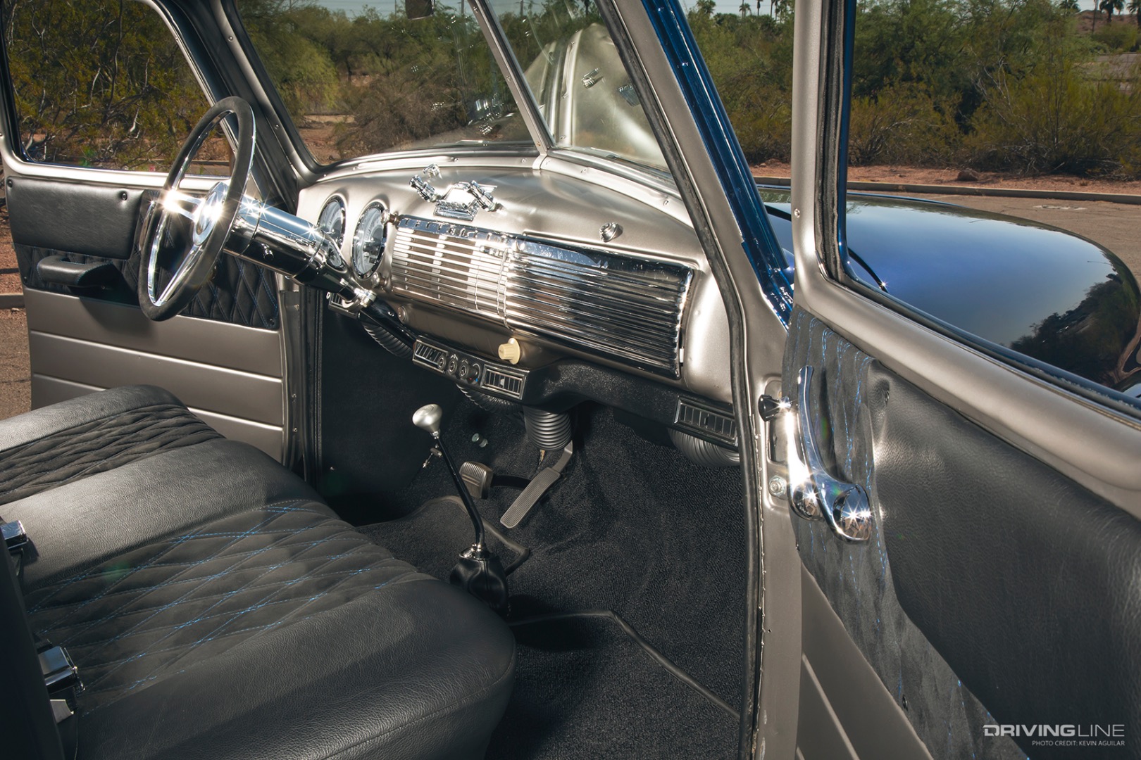 Interior of Mark Lynch's '49 Chevy 3100 Advance Design Pickup