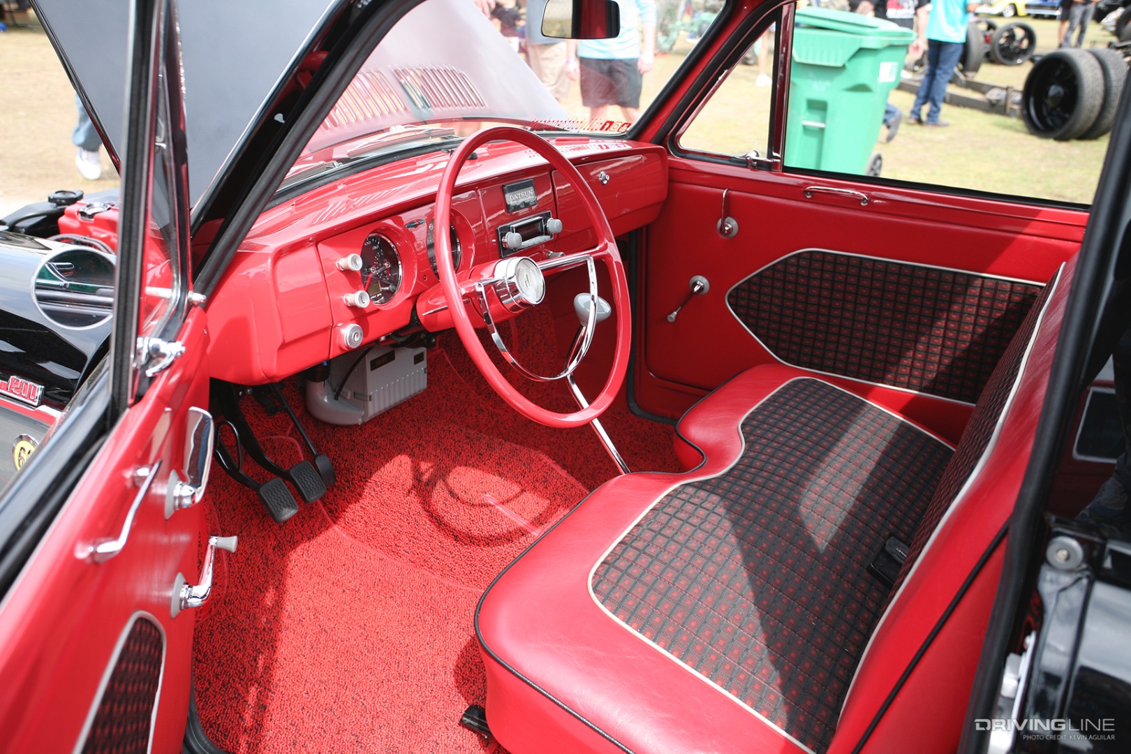 Interior of Chris Mull's '63 Datsun Pickup at 2021 Lone Star Throwdown
