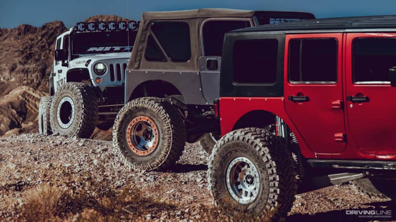 Nitto Trail Grappler Tires on three different jeeps at the Logandale trail system in Nevada