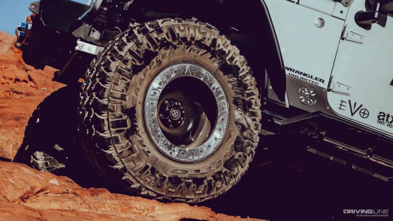 Detail of Nitto Trail Grappler on Bead lock wheels