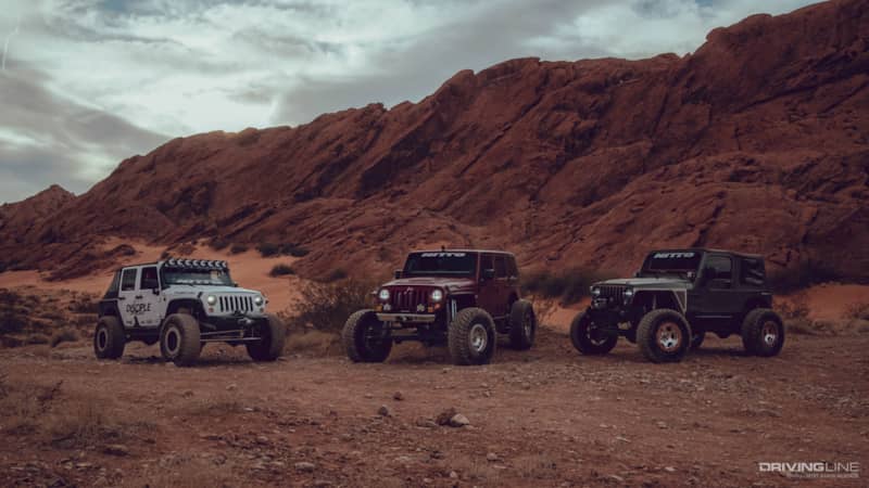 3 jeeps on Logandale trail system