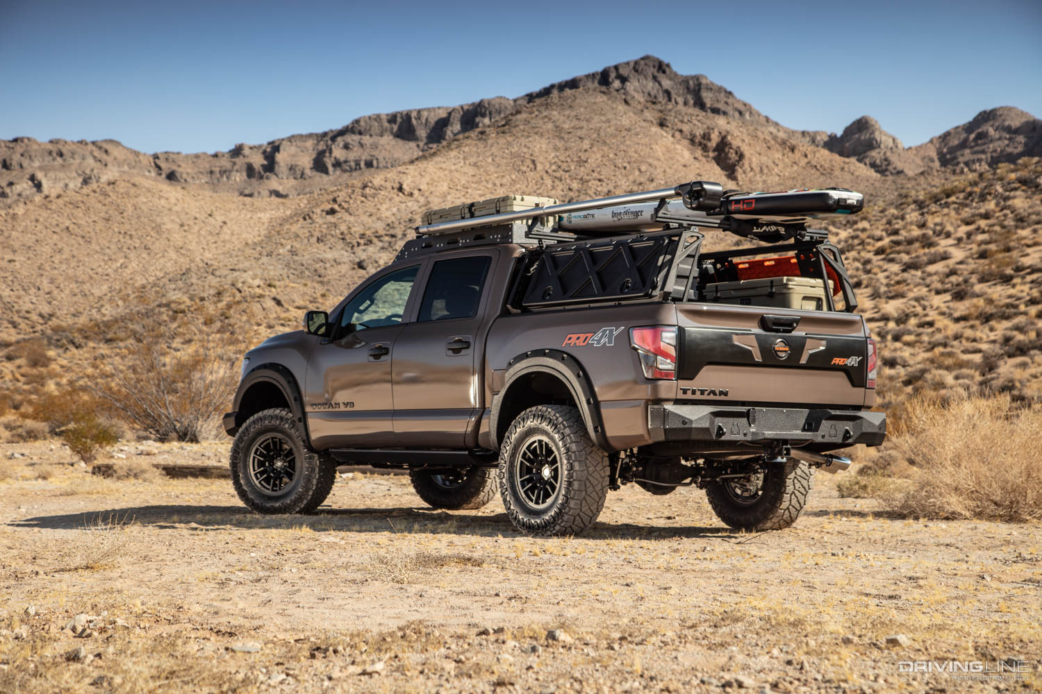 rear driver side of 2020 Overland Nissan Titan