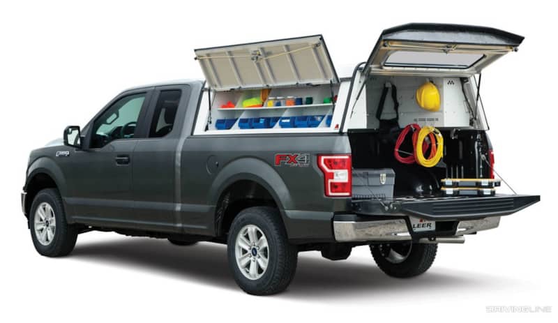 Camper shell for work gear Ford F150