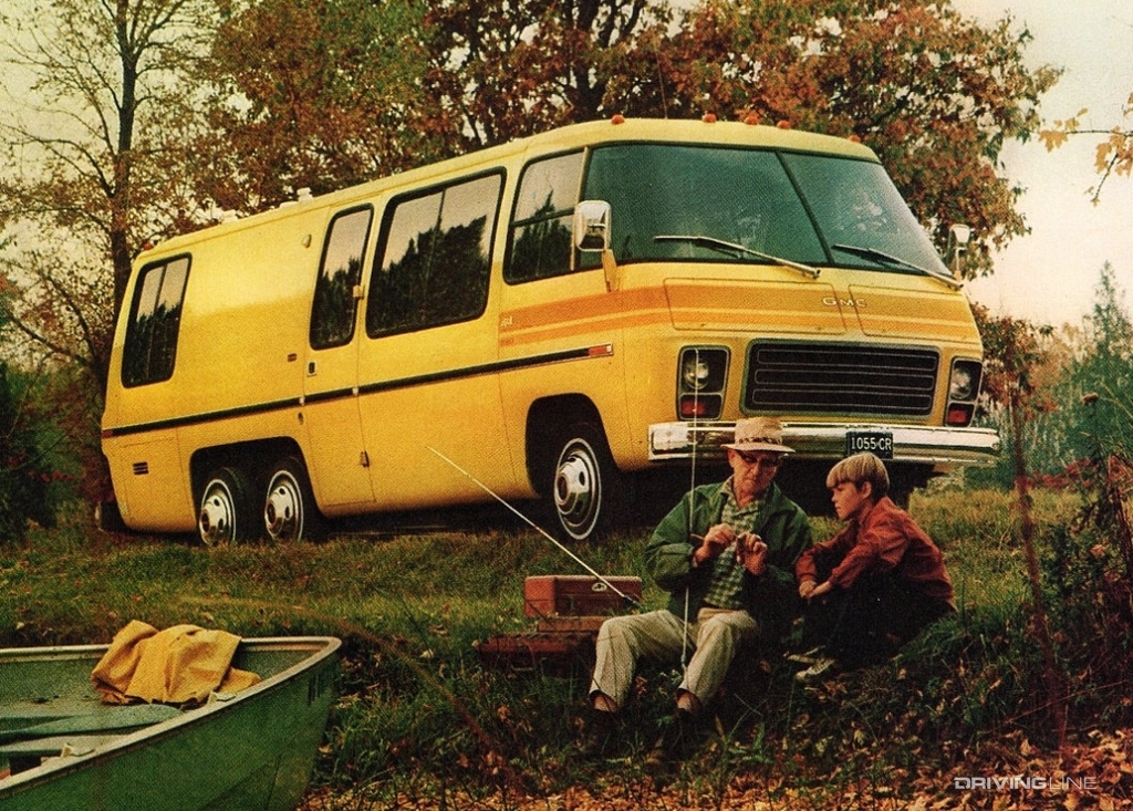 GMC Motorhome people fishing