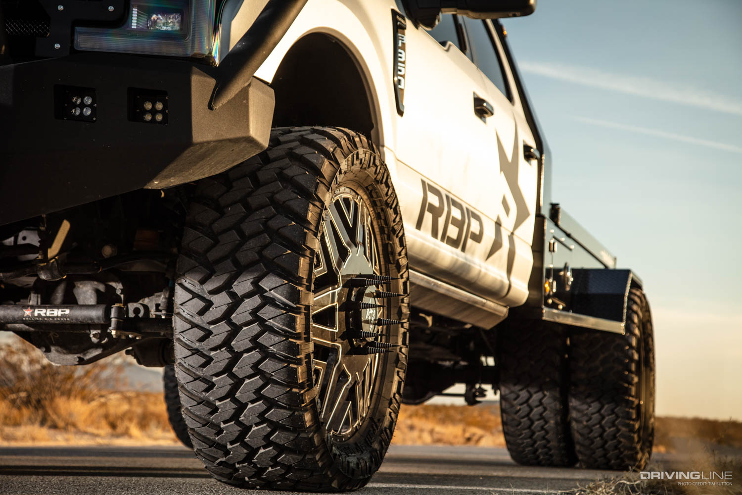 Nitto Trail Grappler Tires on lifted F350 Dually Flatbed truck