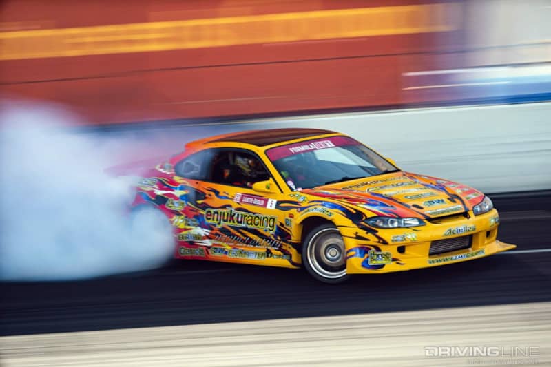 Adam LZ drifts the bank at Evergreen Speedway in 2020 on the way to Formula Drift Rookie of the year honors