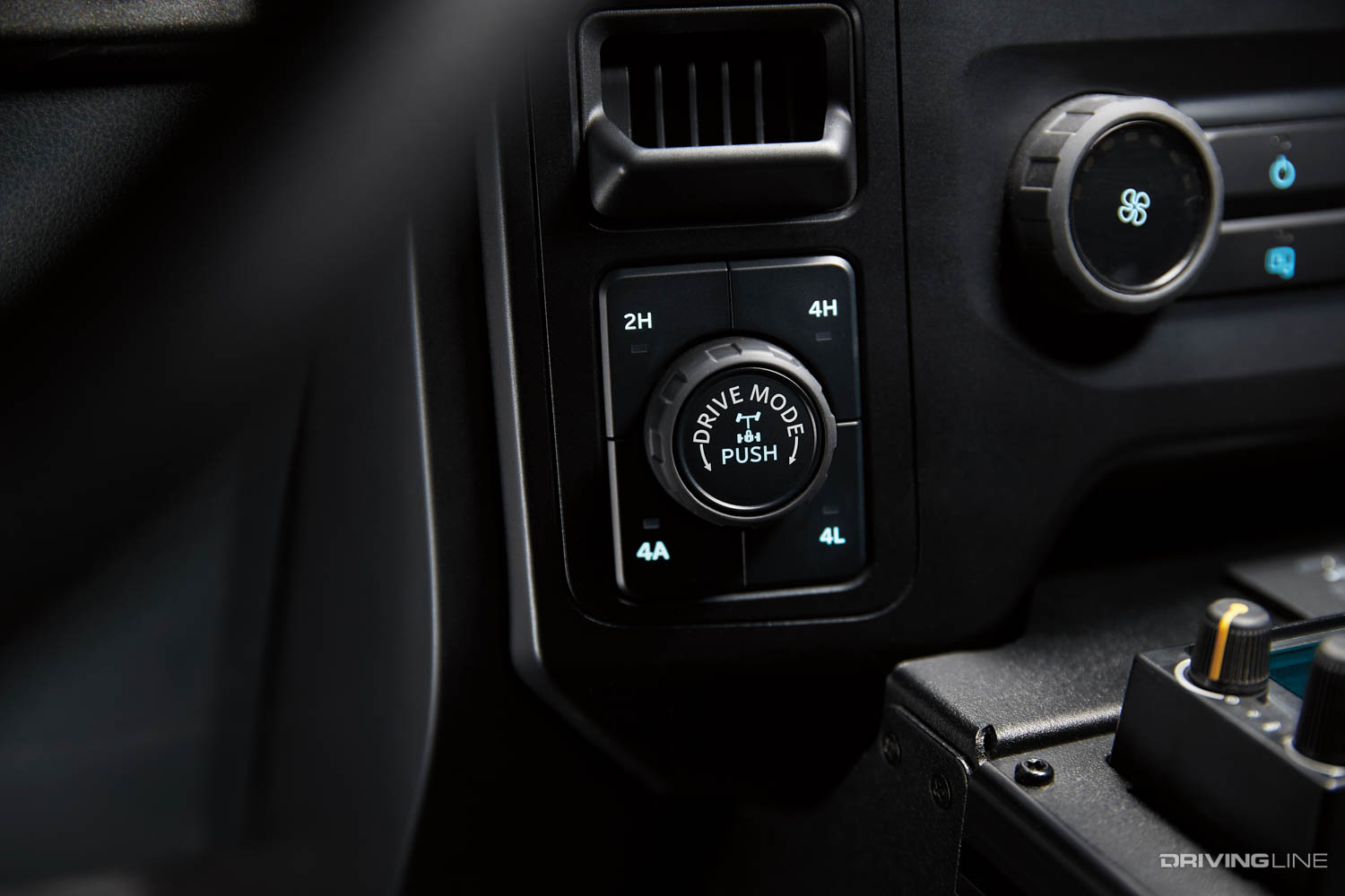 Drive mode knob detail in 2021 Ford F-150 Police Responder Pickup