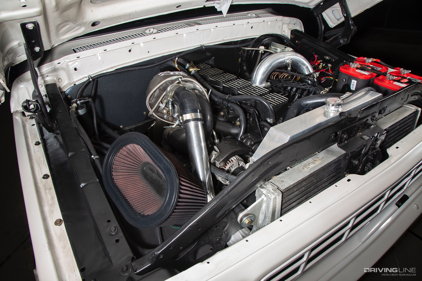 12-Valve 5.9L 6BT Cummins Diesel engine with Compound Turbos of Hunter Clark's '79 Crew Cab Ford F-250 Dentside