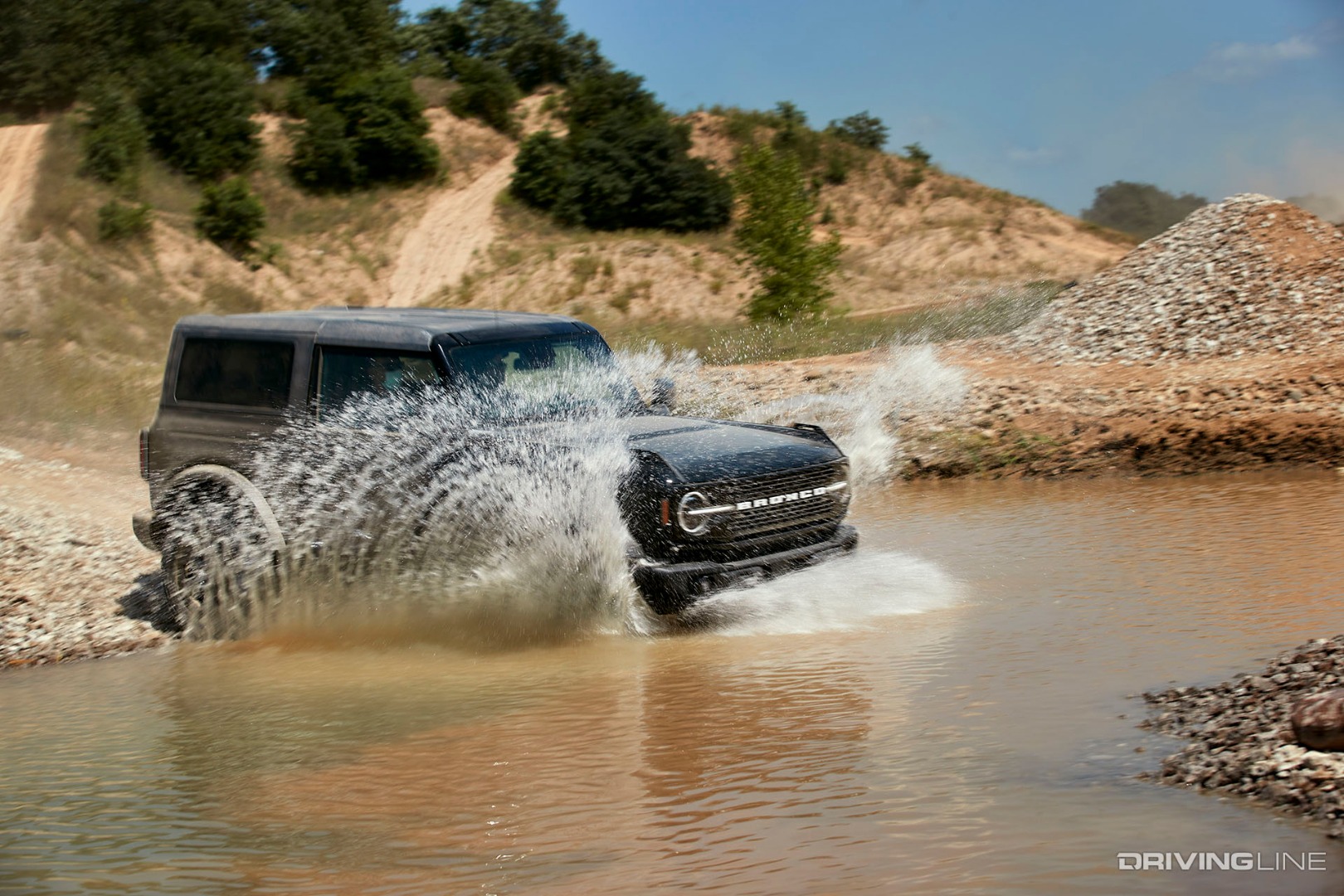 Bronco fording water