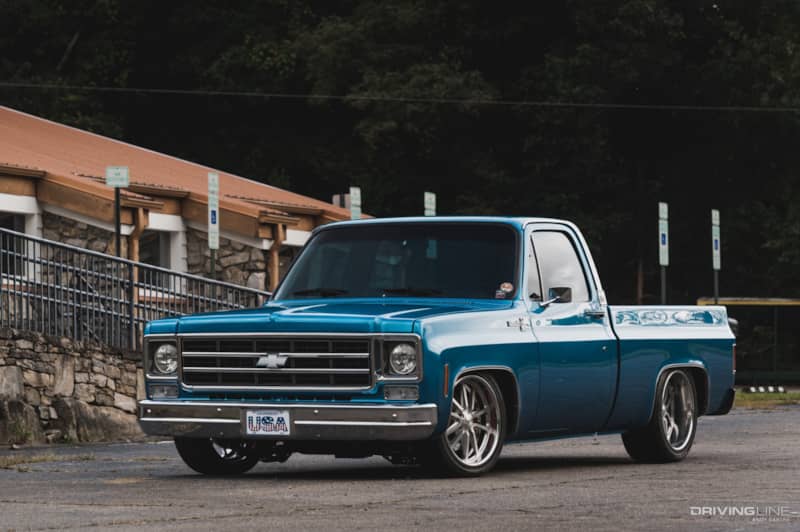 Chevrolet C10 on Nittos blue front 3/4
