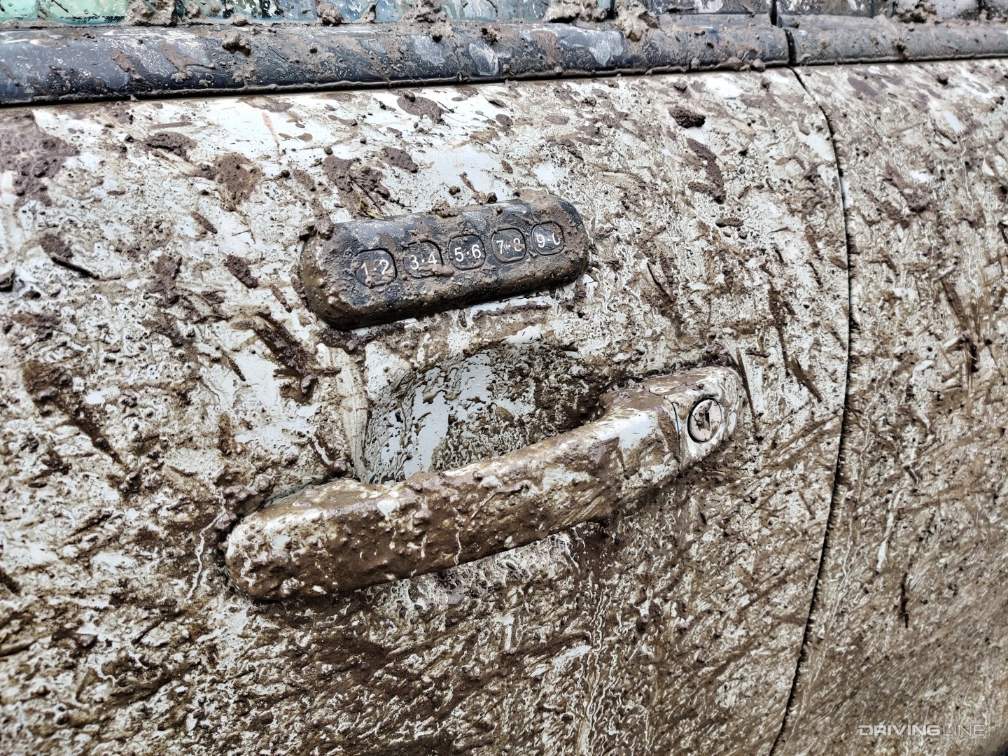 Ford Ranger Tremor mud splattered door handle